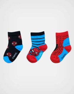 Medias Spider Man Color Azul Pack de 3 Pares Para Niños