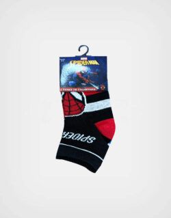 Medias Spider Man Color Negro Pack de 3 Pares Para Niños