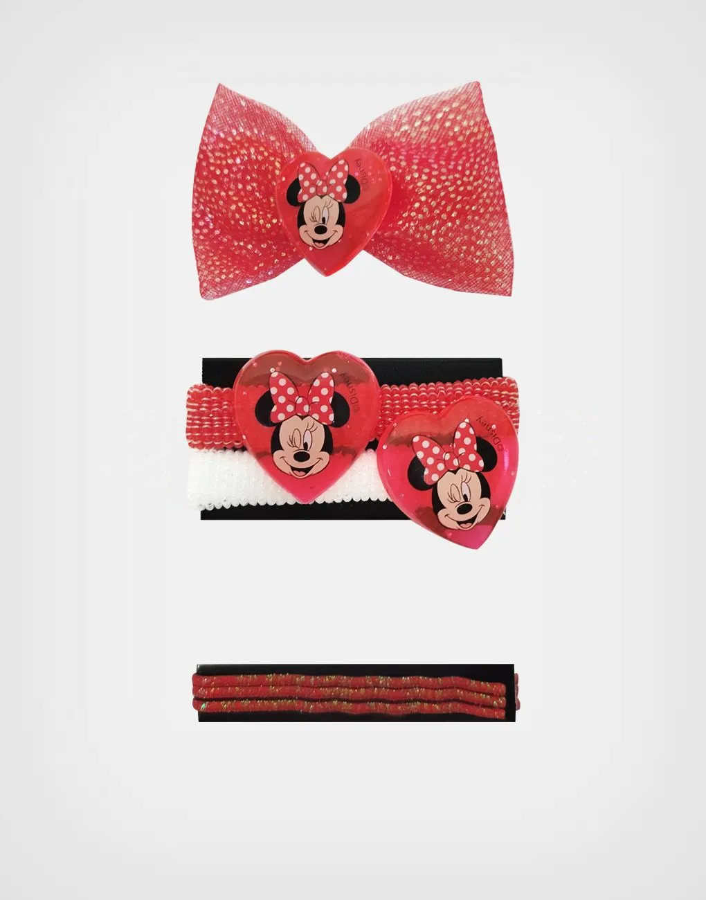 Set De Accesorios Para Cabello Minnie Mouse Color Rojo