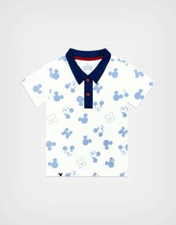 Polo Manga Corta Con Cuello Mickey Mouse Color Beige Para Niños