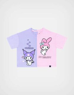 Polo Manga Corta Kuromi & My Melody color lila y rosa Para Niñas