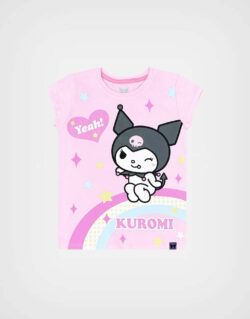 Polo Manga Corta Kuromi Color Rosa Para Niñas