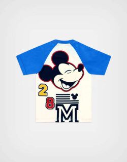 Polo Manga Corta Mickey Mouse Color Beige + Azul Para Niños