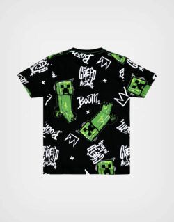 Polo Manga Corta Minecraft Creeper Color Negro Para Niños