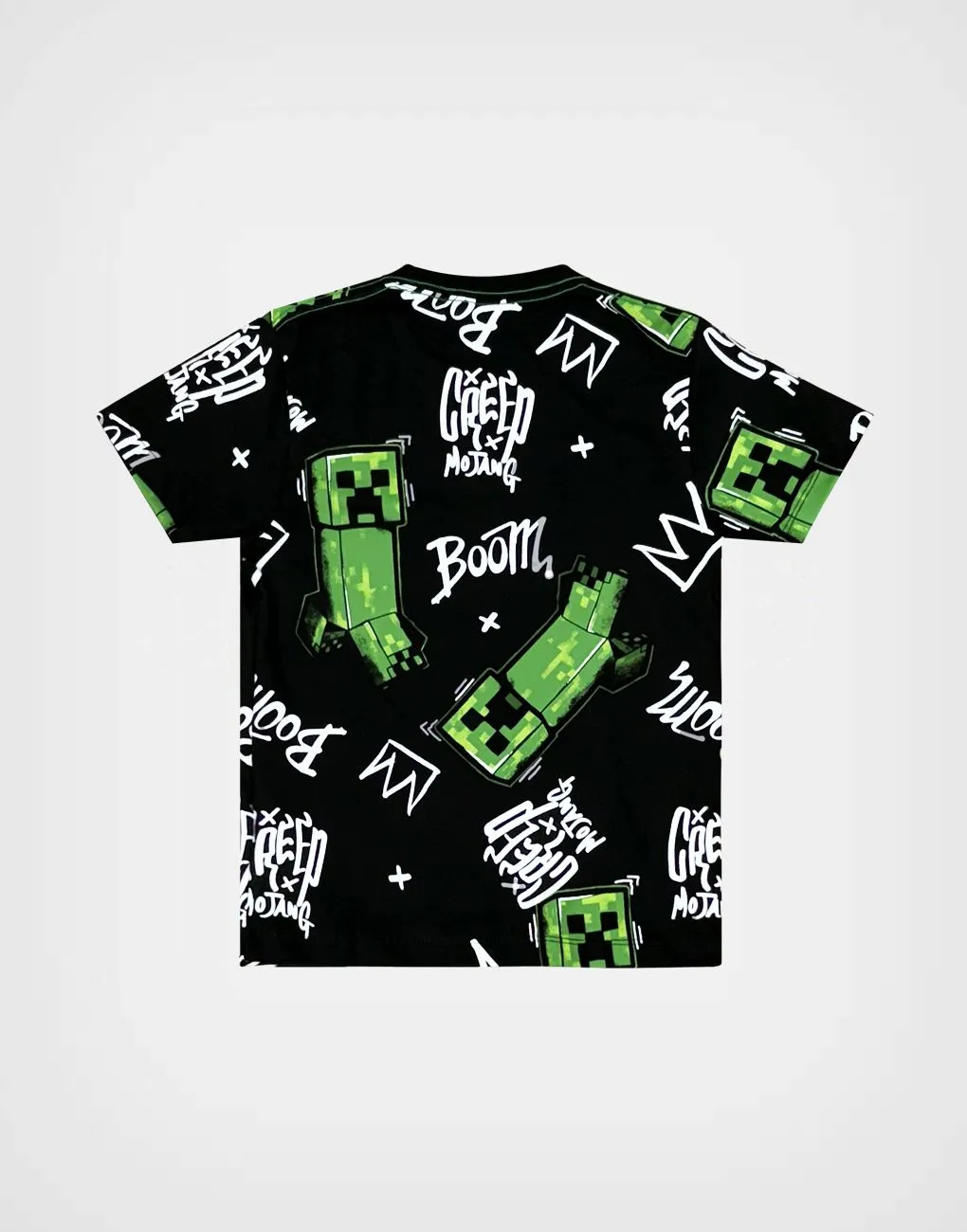 Polo Manga Corta Minecraft Creeper Color Negro Para Niños