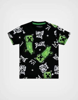 Polo Manga Corta Minecraft Creeper Color Negro Para Niños