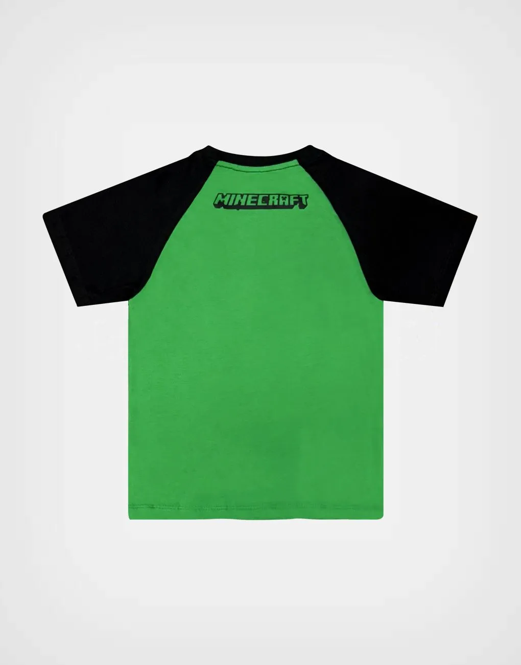 Polo Manga Corta Minecraft Color Verde + Negro Para Niños