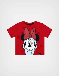 Polo Manga Corta Minnie Mouse Color Rojo Glitter Para Niñas
