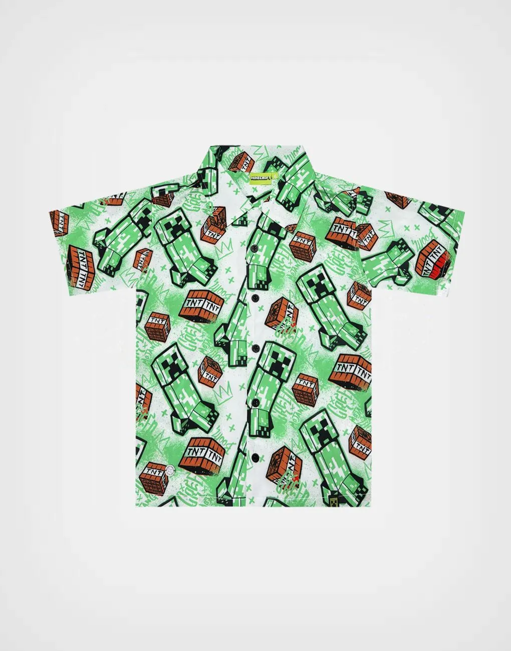 Camisa Manga Corta Minecraft Creeper Para Niños