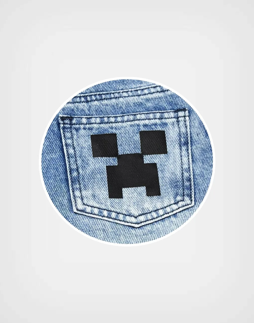 Pantalón Jean Color Azul Minecraft Para Niños