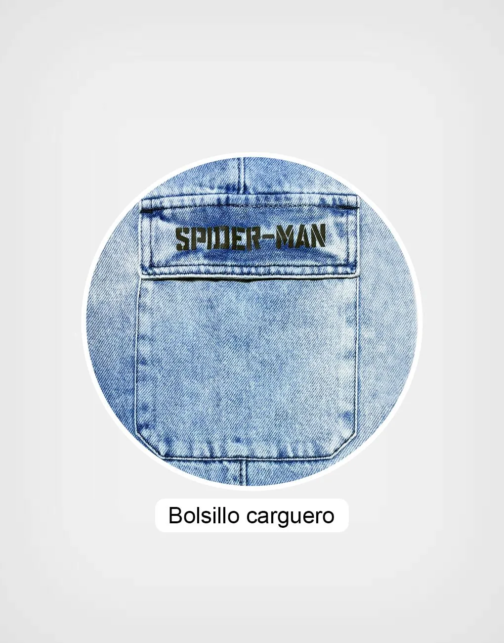 Pantalón Jean Carguero Color Azul Spider Man Para Niños