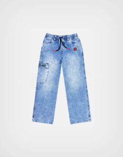 Pantalón Jean Carguero Color Azul Spider Man Para Niños