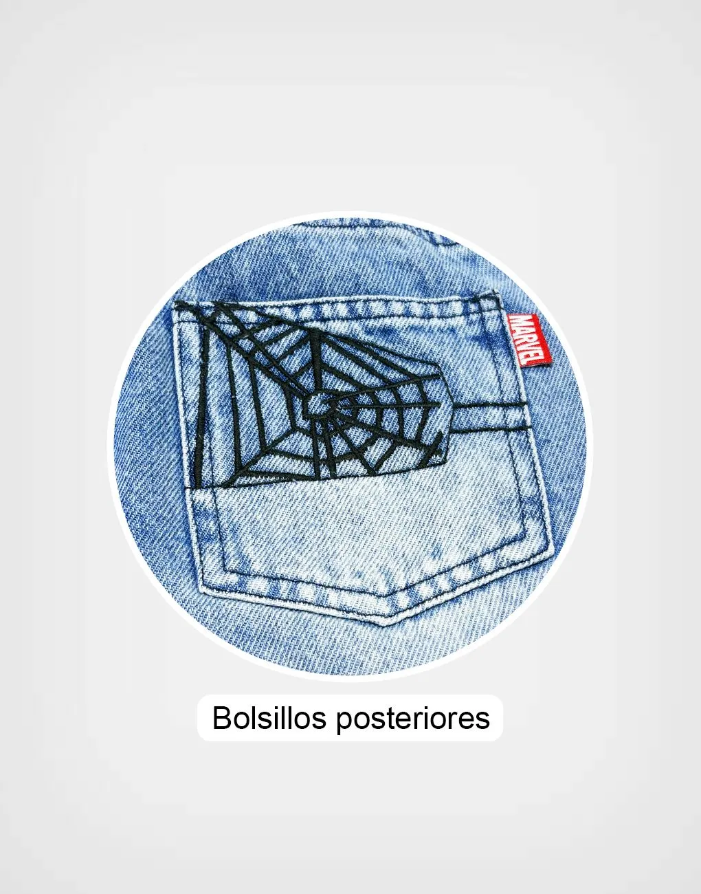 Pantalón Jean Carguero Color Azul Spider Man Para Niños