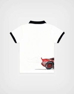 Polo Camisero Cars Rayo McQueen Color Blanco Para Niños