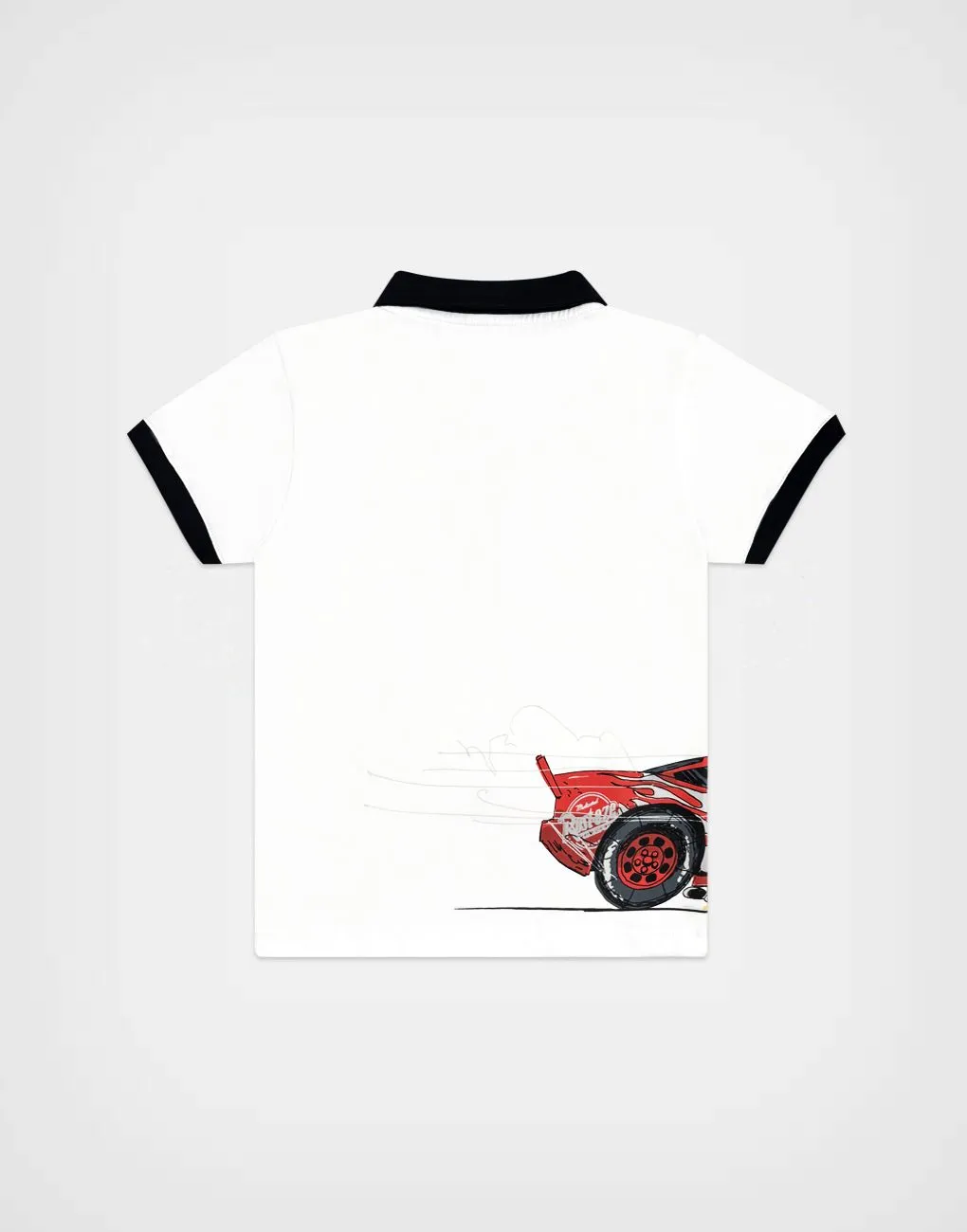 Polo Camisero Cars Rayo McQueen Color Blanco Para Niños