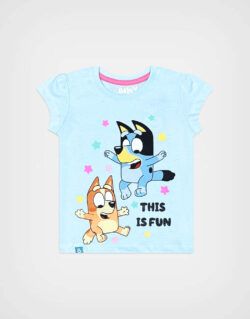 Polo Manga Corta Bluey Color Celeste Para Niñas