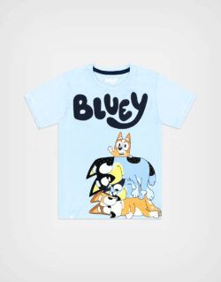 Polo Manga Corta Bluey Color Celeste Para Niños