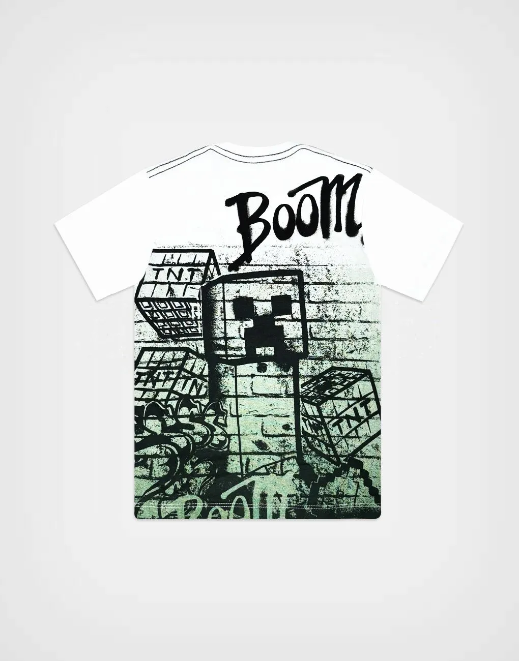 Polo Manga Corta Minecraft Creeper Color Blanco Para Niños