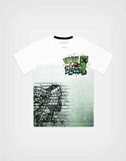 Polo Manga Corta Minecraft Creeper Color Blanco Para Niños