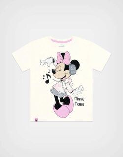 Polo Manga Corta Minnie Mouse Color Marfil Para Niñas