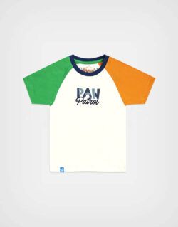 Polo Manga Corta Paw Patrol Color Verde + Naranja Para Niños
