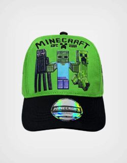 Gorra Minecraft Color Verde Creeper + Zombies Para Niños