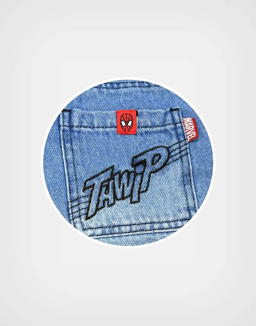 Pantalón Jean Color Azul Spider Man Thwip Para Niños