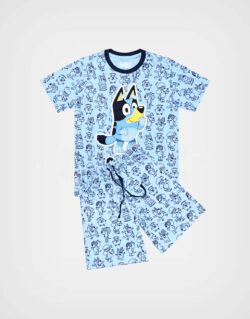 Pijama MC Bluey Color Celeste Para Niños