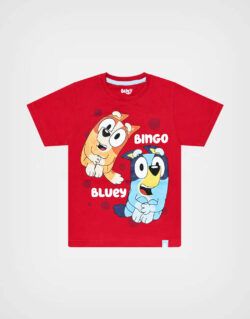 Polo Manga Corta Bluey Color Rojo Para Niños