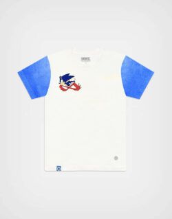 Polo Manga Corta Sonic Speed Color Blanco + Azul Para Niños