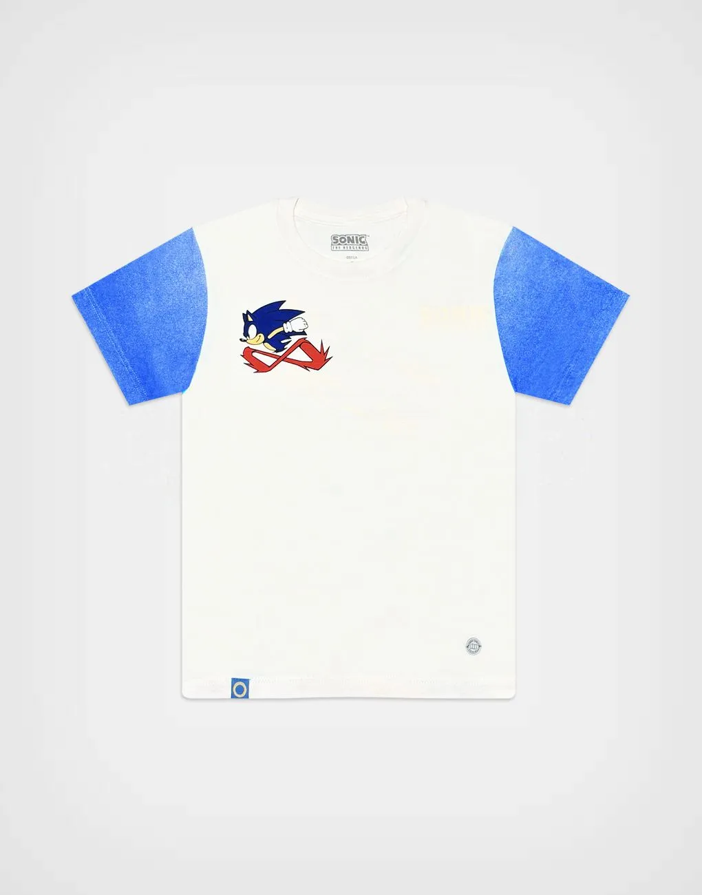 Polo Manga Corta Sonic Speed Color Blanco + Azul Para Niños