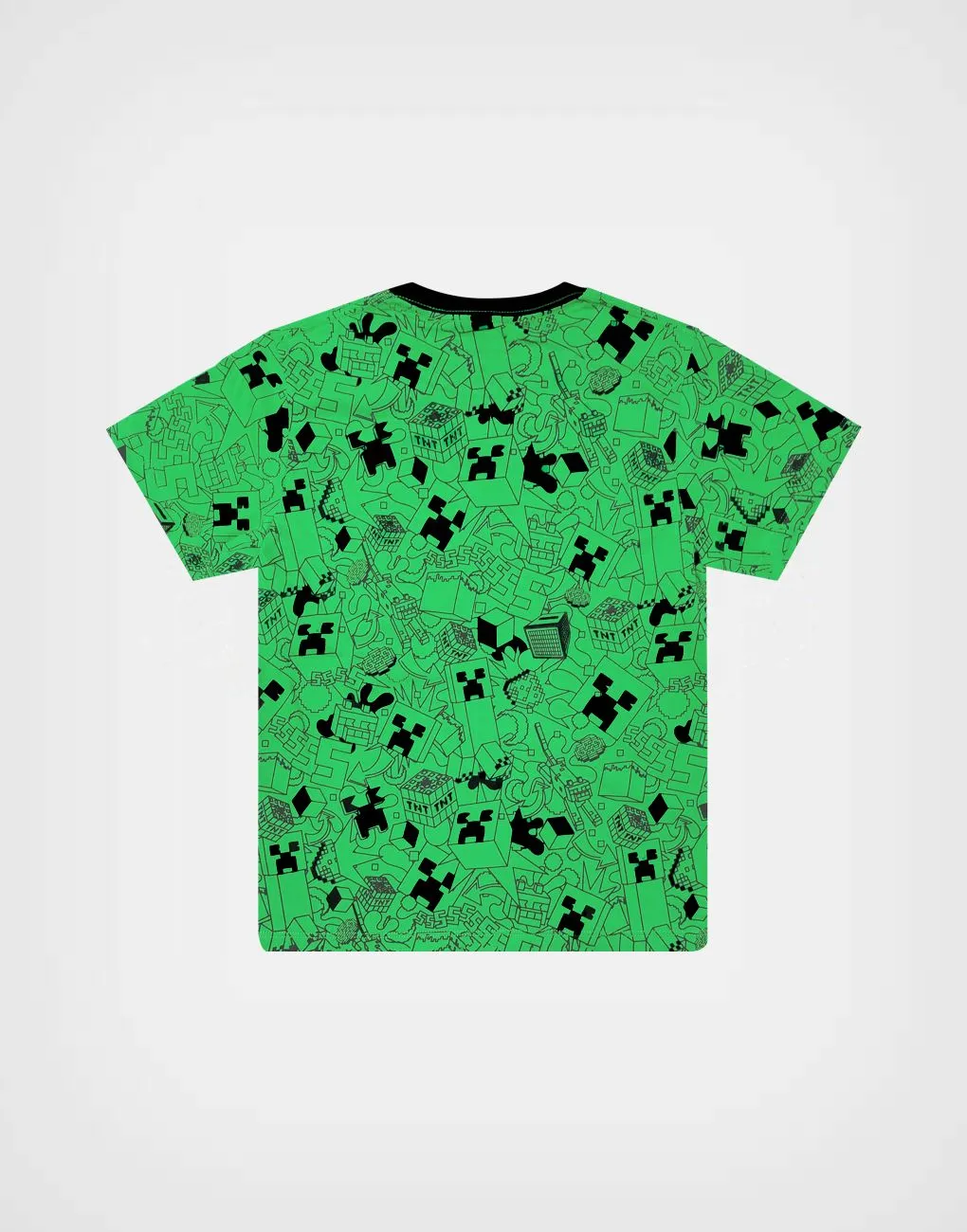 Polo Manga Corta Color Verde Minecraft Creeper Para Niños