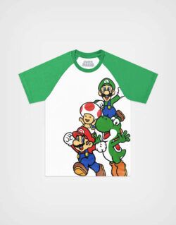 Polo Manga Corta Super Mario Color Verde Para Niños