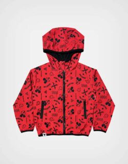 Casaca Cortaviento Color Rojo Con Capucha Mickey Mouse