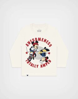 Polo Manga Larga Mickey Mouse Color Beige Para Niños
