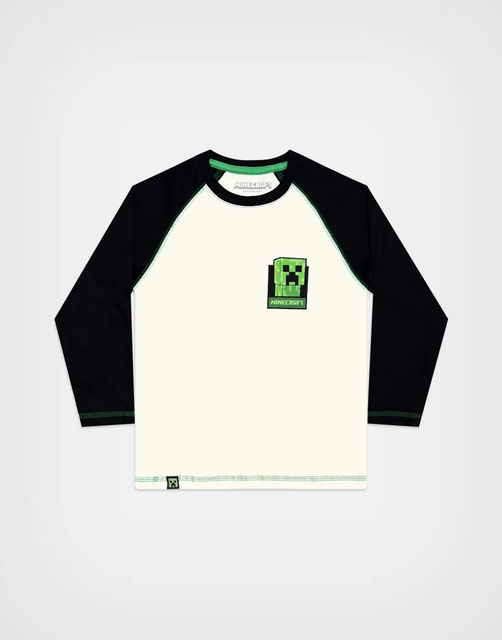 Polo Manga Larga Minecraft Boom Color Beige + Negro para Niños