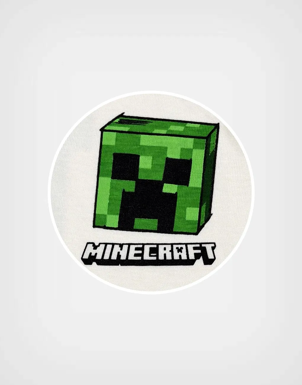 Polo Manga Larga Minecraft Creeper Color Beige para Niños