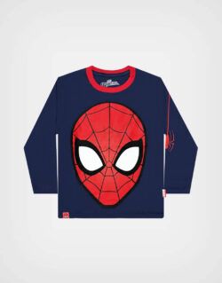 Polo Manga Larga Spider Man Color Azul Para Niños