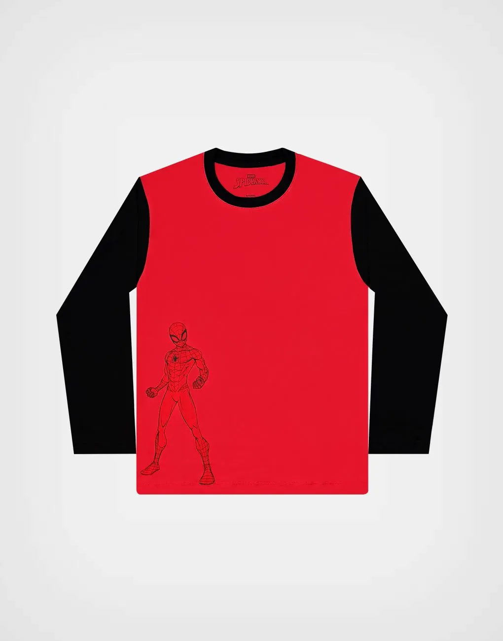 Polo Manga Larga Spider Man Color Rojo + Negro Para Niños