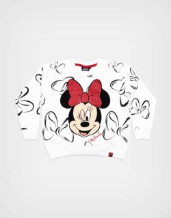 Polera Minnie Mouse Lazo Color Marfil para Niñas