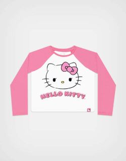 Polo Manga Larga Hello Kitty Color Chicle + Blanco Para Niñas