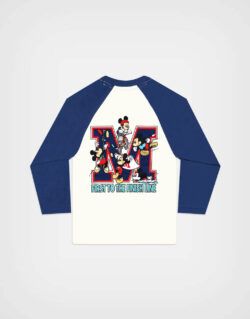 Polo Manga Larga Mickey Mouse Color Marfil + Azul Para Niños