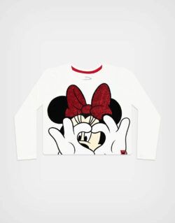 Polo Manga Larga Minnie Mouse & Mickey Color Marfil Para Niñas