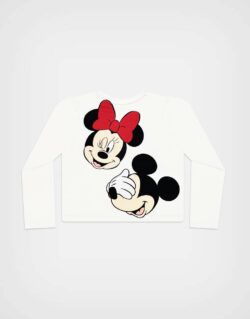 Polo Manga Larga Minnie Mouse & Mickey Color Marfil Para Niñas