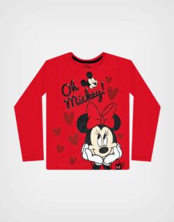 Polo Manga Larga Minnie Mouse Color Rojo Para Niñas