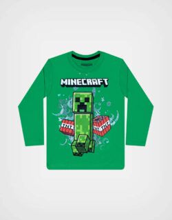 Pijama Manga Larga Minecraft Color Verde Para Niños