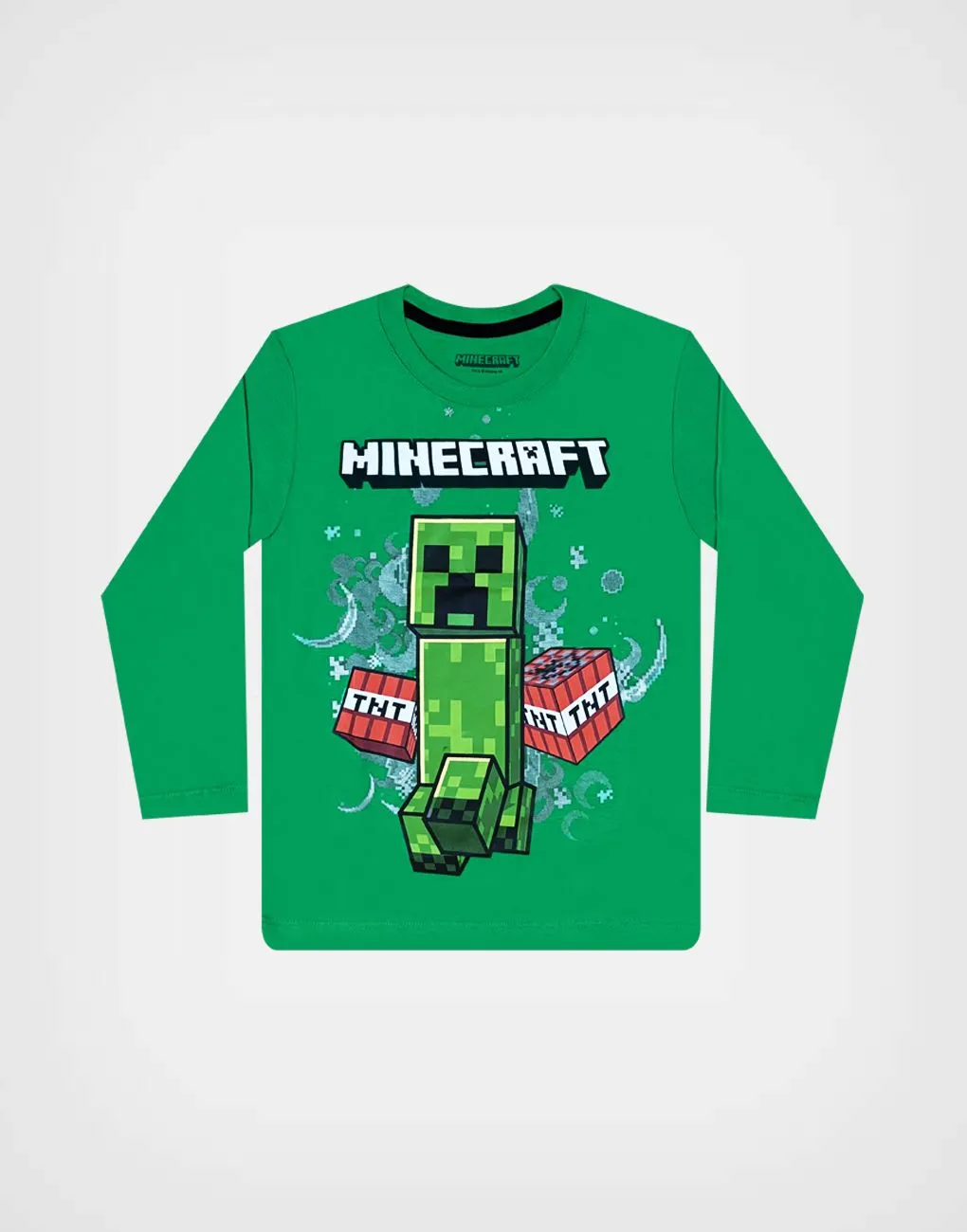 Pijama Manga Larga Minecraft Color Verde Para Niños