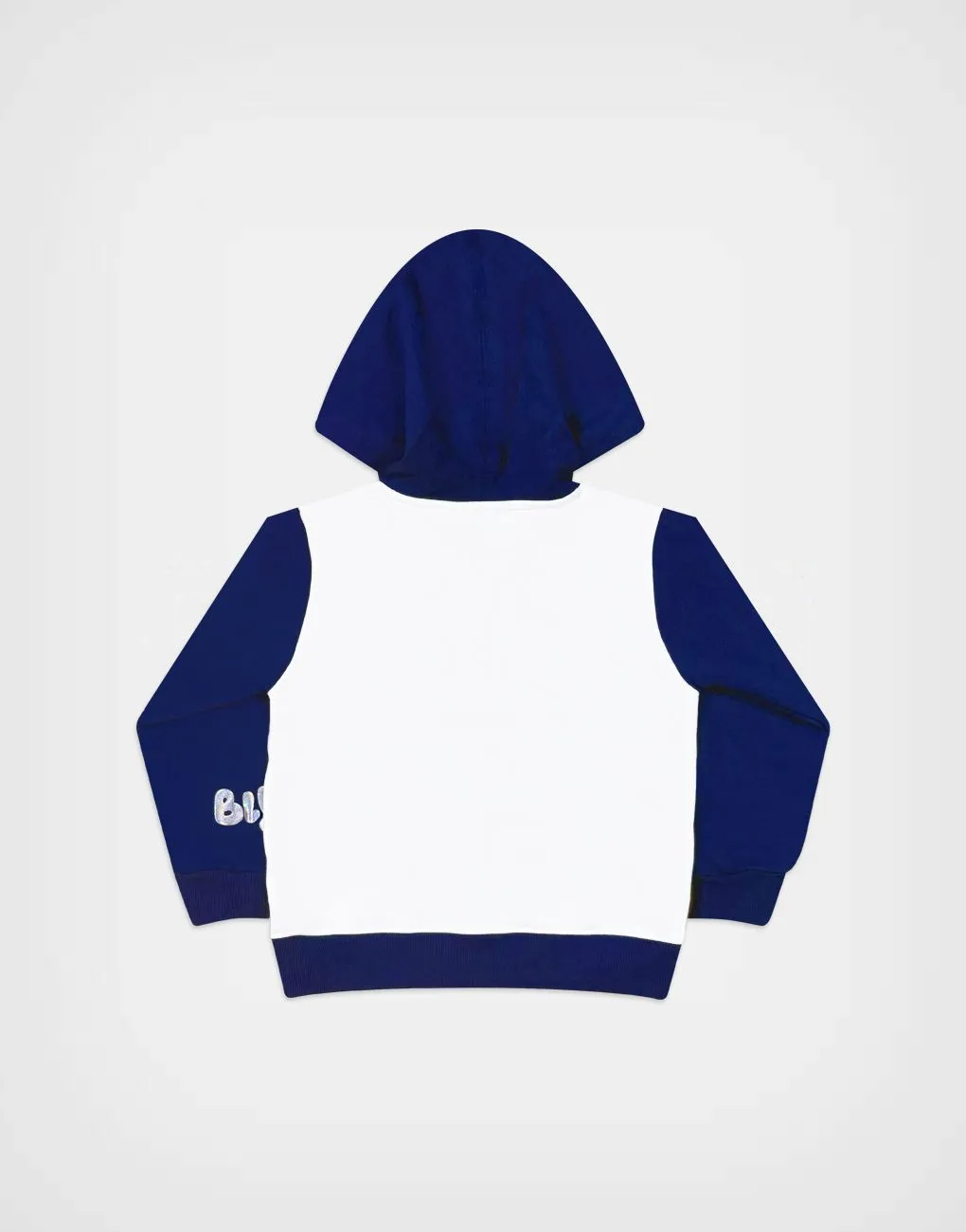 Polera con Capucha Bluey Color Marfil+ Azul Para Niños