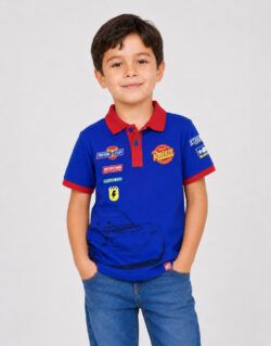 Polo Camisero Cars Rayo McQueen Azul Para Niños
