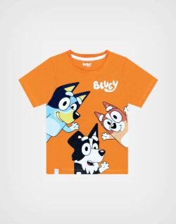 Polo Manga Corta Bluey & Bingo Color Naranja Para Niños